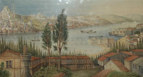 Capt. J F Boxer (19C), watercolour, The Arsenal and Docks, Constantinople 1835 (taken from Pera in HMS Scout 1835)